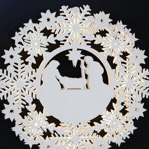 Lighted Nativity Silhouette Wreath - Brand New